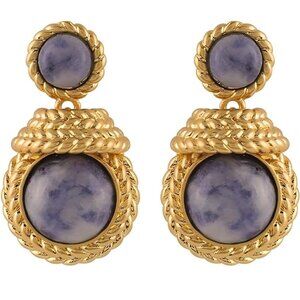 Handmade Blue Natural Gemstone Dangle Earrings